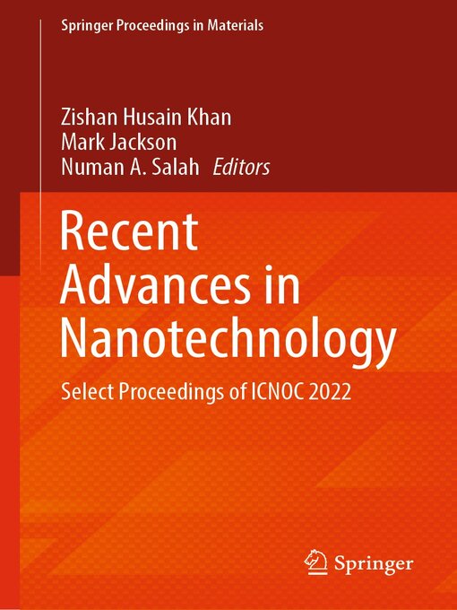 Title details for Recent Advances in Nanotechnology by Zishan Husain Khan - Available